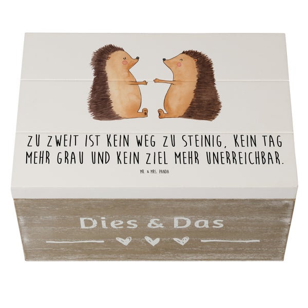 Mr. & Mrs. Panda 22 x 15 cm Holzkiste Hochzeit Igel - Weiß