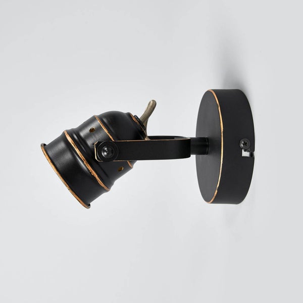 Lindby Wandlampe, Deckenlampe drehbar und schwenkbar Wandstrahler Deckenstrahler schwarz-gold 1x GU10 max. 5W ohne Leuchtmittel Strahler