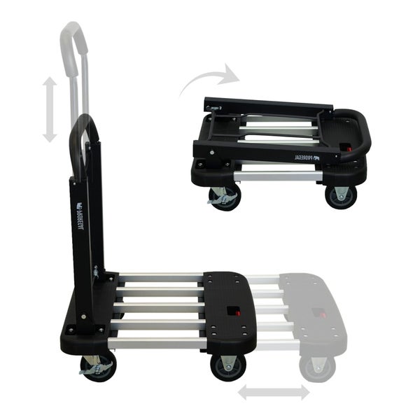 PROREGAL Klappbarer Profi-Transportwagen TAURUS 150 | HxBxT 97x46x76cm | Traglast 150kg | Höhenverstellbarer Griff | Transporthilfe Klappwagen
