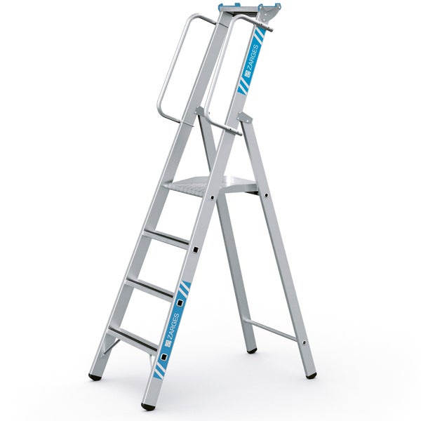 Aluminium Stufenleiter mit vier Stufen und Zarges Logo