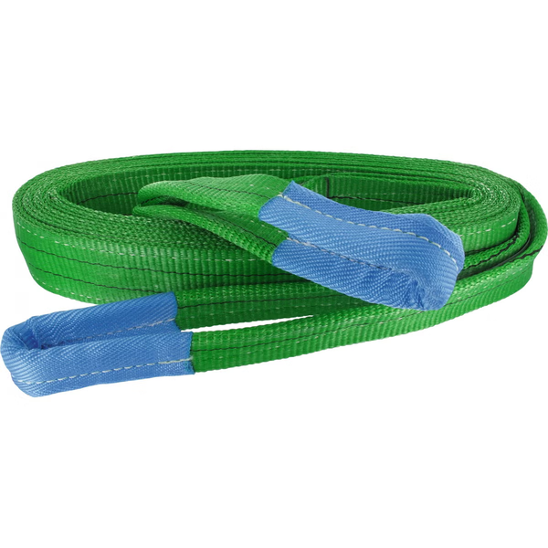 Hebeband aus Polyester mit Schlaufen zur sicheren Lastaufnahme und Befestigung im Transportwesen.