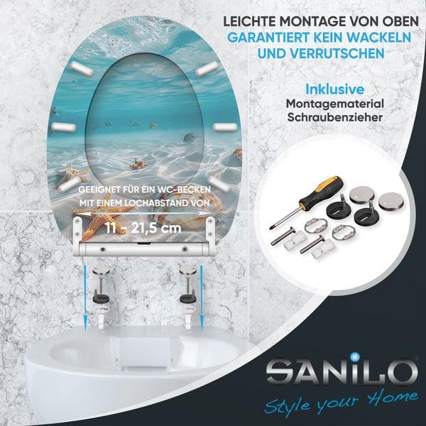 WC Sitz mit Ozean Motiv und Montagematerial