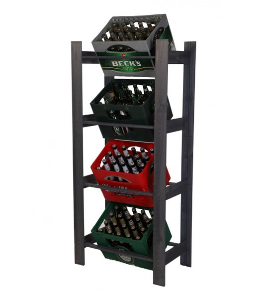 PROREGAL Getränkekistenregal Pinepeak HxBxT 149 x 70 x 38,8 cm Für 4 Kisten Kiefernholz Grau