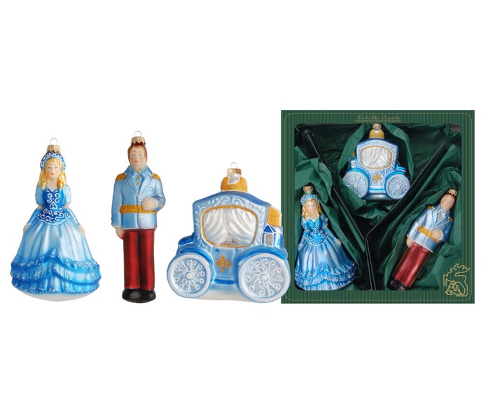 Blau 12-18cm Märchenset , 3 Stck., Weihnachtsbaumkugeln, Christbaumschmuck, Weihnachtsbaumanhänger