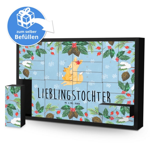 Mr. & Mrs. Panda Befüllbarer Adventskalender Fuchs Mama - Blau Pastell