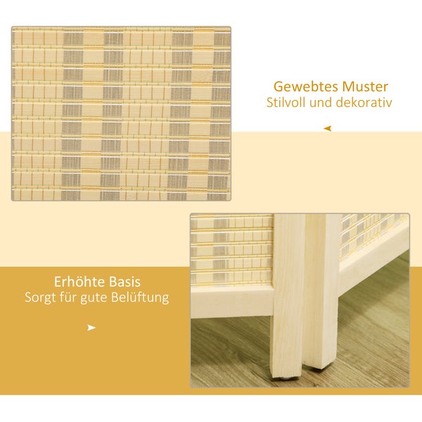 Bambus Sichtschutz mit gewebtem Muster und erhöhter Basis