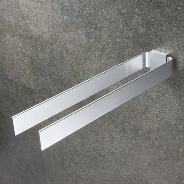 Designfabrik Hamburg Handtuchhalter doppelarm Wand zweiarmig Silber Gebürstet 42cm