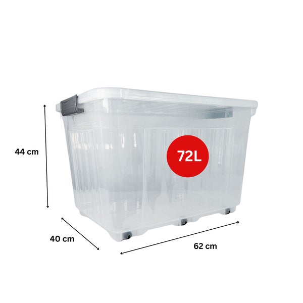 Aufbewahrungsbox aus Kunststoff mit Deckel und den Maßen 44 x 40 x 62 Zentimeter, Fassungsvermögen 72 Liter