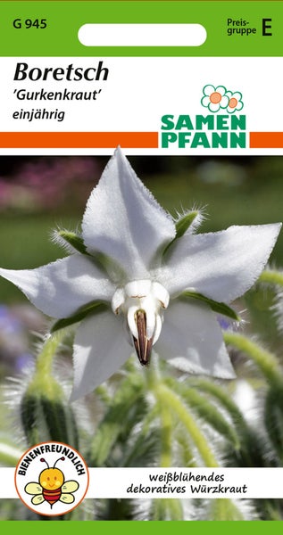 Boretsch Gurkenkraut Samenpackung mit Bienenfreundlich Siegel