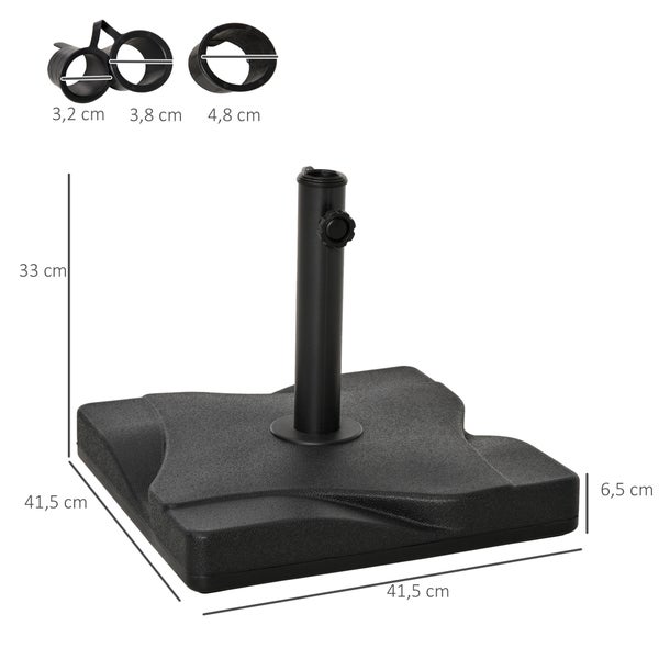 Outsunny Sonnenschirmständer 20 kg Schirmständer für Sonnenschirm Schirmstangen 32/38/48 mm Sonnenschirmfuß für Garten Terrasse Balkon Zement 41,5 x 41,5 Schwarz