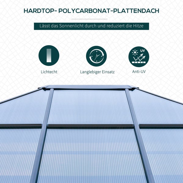 Outsunny Hardtop Gartenpavillon 3 x 3,6m, 4 x Doppel-Vorhänge, wetterfest, stabil, festes lichtdurchlässiges Dach, Dunkelgrau+Schwarz