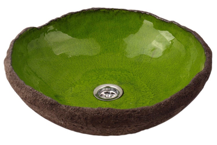 Aufsatzwaschbecken aus Keramik mit Ablaufgarnitur