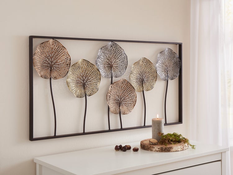 FRANK FLECHTWAREN | Wanddeko Lotus, METALL, 100 x 50 cm
