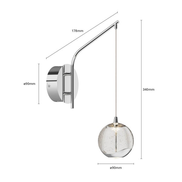 Lucande LED Wandleuchte, Wandlampe Innen Hayley (Modern) in Transparent aus Glas (1 flammig ) - Wandstrahler Wandbeleuchtung Schlafzimmer / Wohnzimmer Wohnzimmerleuchte