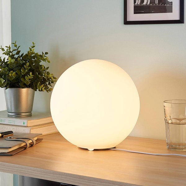 Lindby Tischlampe Marike (Modern) in Weiß aus Glas (1 flammig, E27) - Fensterbank Festerbanklampe Lampe & Leuchte fürs Fenster Wohnzimmerleuchte
