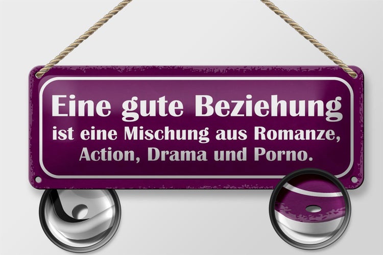 Blechschild Spruch 27x10cm gute Beziehung ist Mischung aus Dekoration