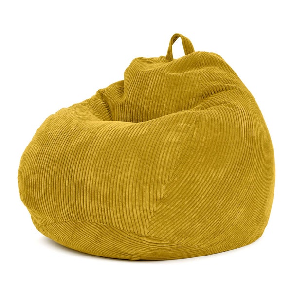 Green Bean Indoor Sitzsack 90x110cm EPS-Perlen Füllung & Cordstoff Kuschelig Weich Waschbar - Drinnen Bodenkissen Liegekissen Sitzkissen Sitzhocker Relax-Sessel Kinder Erwachsene Stoff Gelb