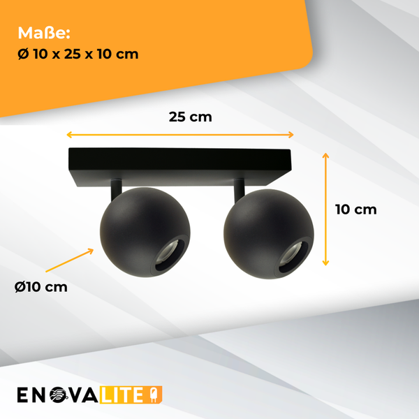 Deckenleuchte mit zwei Leuchten, Abmessungen 10 x 25 x 10 cm