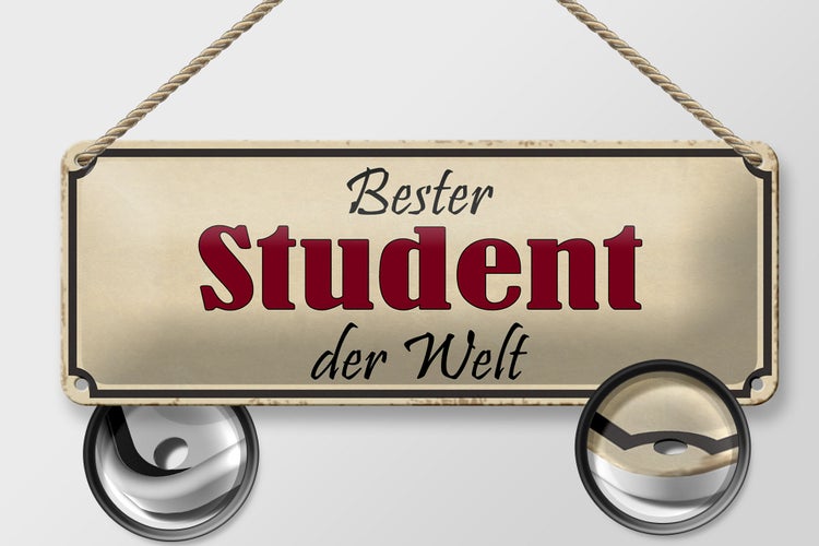 Blechschild Spruch 27x10cm bester Student der Welt Dekoration