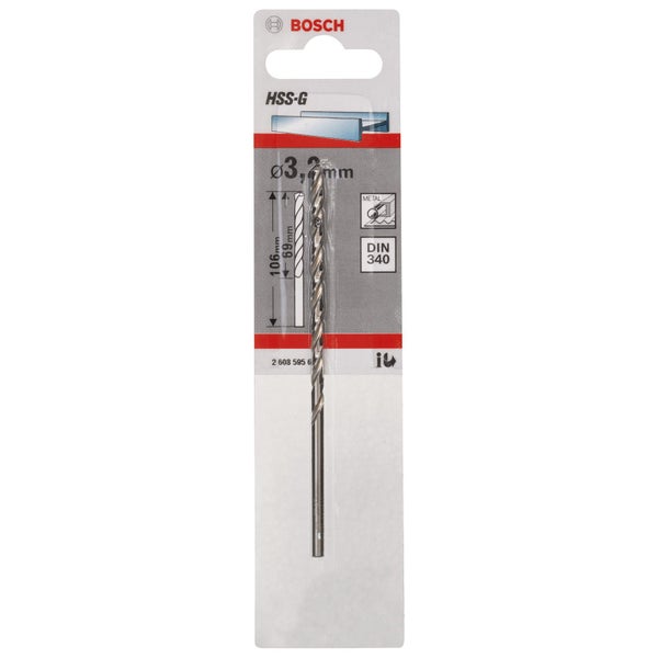 Bosch 1x Metallbohrer HSS-G DIN 340 3,2 x 69 x 106 mm - 2608595677