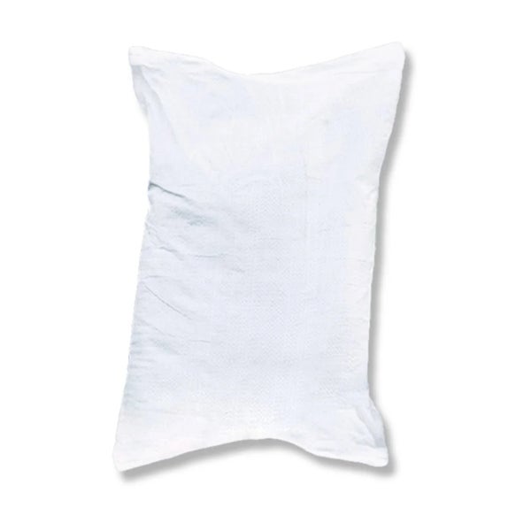 Ein unbedruckter Gewebesack aus Kunststoff zur Lagerung oder zum Transport von Baumaterialien.