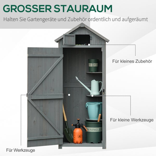 Gartenschrank aus Holz mit Regalen zur Aufbewahrung von Gartengeräten und Zubehör