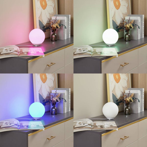Lindby LED Cosmia dimmbar mit Leselampe (Modern) in Weiß aus Glas (1 flammig, ) Wohnzimmerleuchte