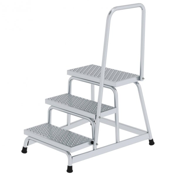 Dreistufige Trittleiter aus Metall mit Griff