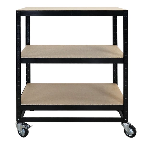 PROREGAL Mega Deal 5x Kommissionierwagen BÜFFEL Fahrbares Kommissionierregal 100x90x50cm 3 Ebenen Fachlast 50kg 2X Lenkrollen & 2X Lenkrollen mit Feststellbremse Schwarz