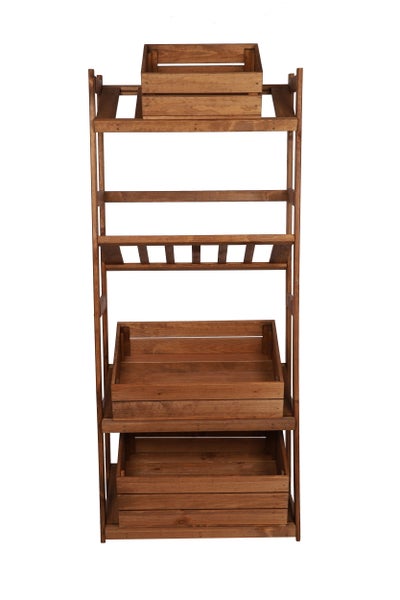 PROREGAL Getränkekistenregal SPREEWALD HxBxT 163x70x33cm 4 Ebenen Massives Kiefernholz Braun geölt