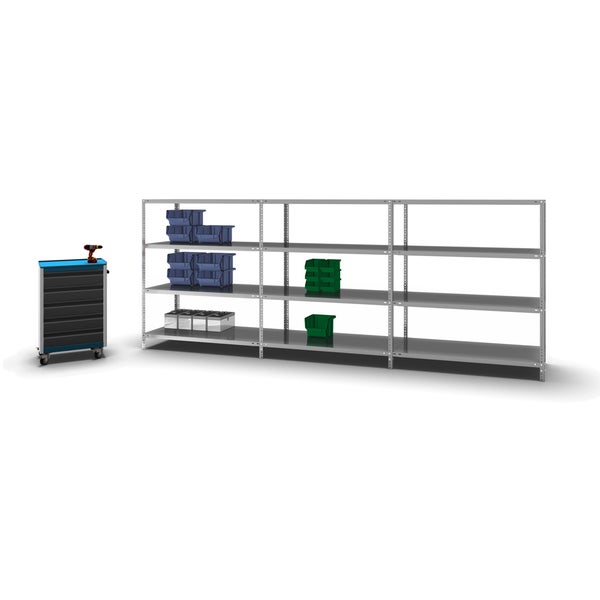 PROREGAL Fachbodenregal Schraubsystem Light-Duty Grundregal HxBxT 150 x 130 x 60 cm 4 Ebenen Fachlast 125 kg Beidseitig Nutzbar Verzinkt