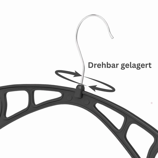 Plastard 50 Stück Kleiderbügel S38 38 cm – Kunststoff – platzsparend, rutschfest, 360° drehbar