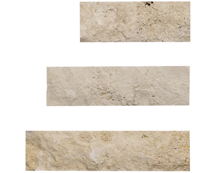 Wohnrausch Wandverblender Naturstein Travertin Splitface CREMA 7,5 cm hoch, beige, 1 qm