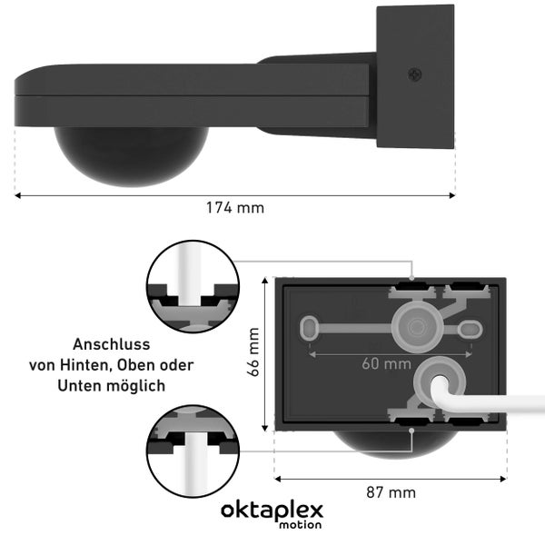 Oktaplex Tea Bewegungsmelder 360 Grad anthrazit IP65 schwenkbar für Wand / Decke