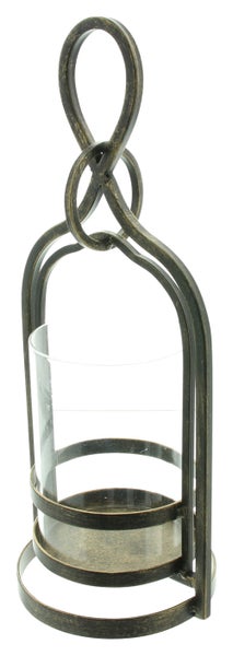 FRANK FLECHTWAREN | Laterne Antik, METALL, GLAS, 14,5 x 13 x 35,5 cm