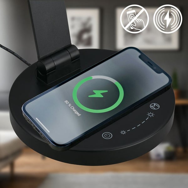 LED Schreibtischlampe Tischlampe Büro Induktive Ladefläche Dimmbar Touch CCT