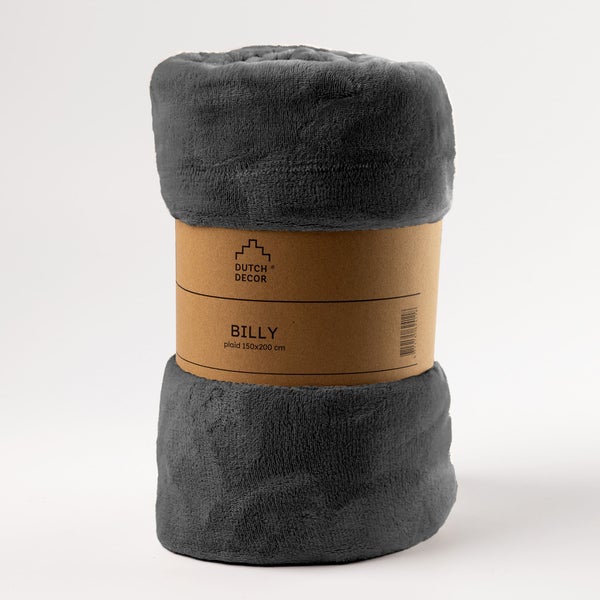 Graue Fleece Decke, 150x200 cm, gerollt mit Papierbanderole
