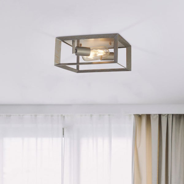 Deckenleuchte mit rechteckigem Rahmen und Glühbirne