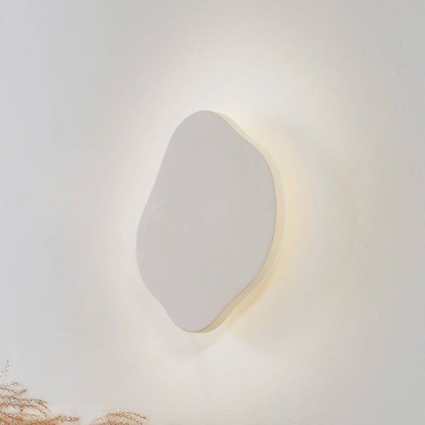 Lindby LED Wandleuchte, Wandlampe Innen Nielson (Modern) in Creme aus Gips/Ton (1 flammig ) - Wandstrahler Wandbeleuchtung Schlafzimmer / Wohnzimmer Wohnzimmerleuchte