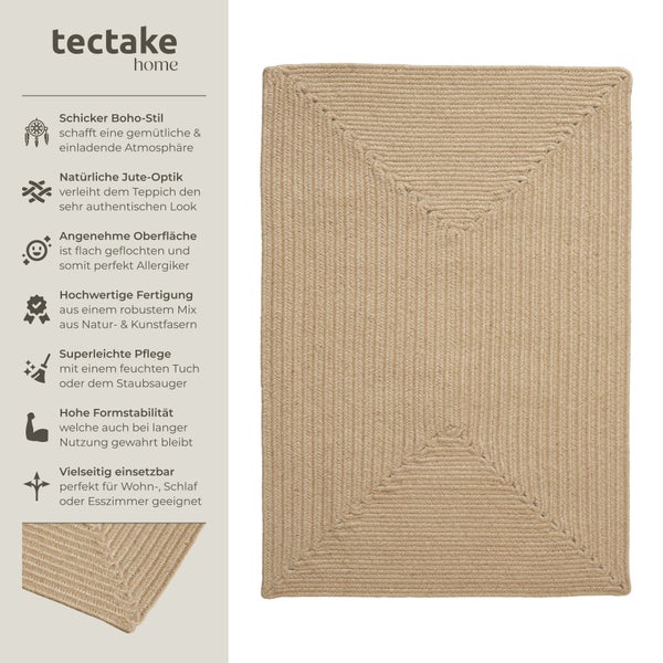Geflochtener Teppich tectake strapazierfähig und pflegeleicht verschiedene Größen 60 x 90 cm