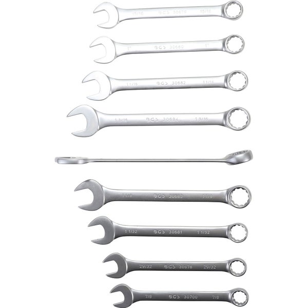 Set aus neun Maulschlüsseln mit verschiedenen Größen