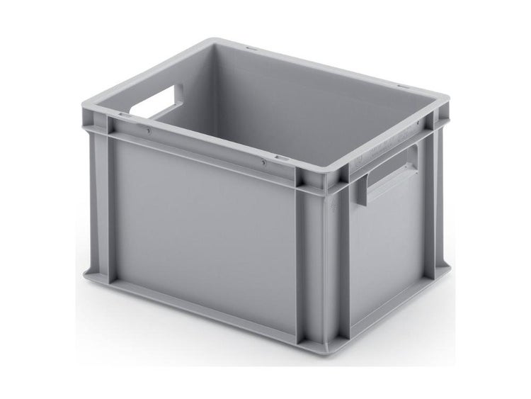 PROREGAL SparSet 5 x Eurobehälter Mit Offenem Griff HxBxT 23,5 x 30 x 40 cm 22 Liter Grau Eurobox Transportbox Transportbehälter Stapelbehälter