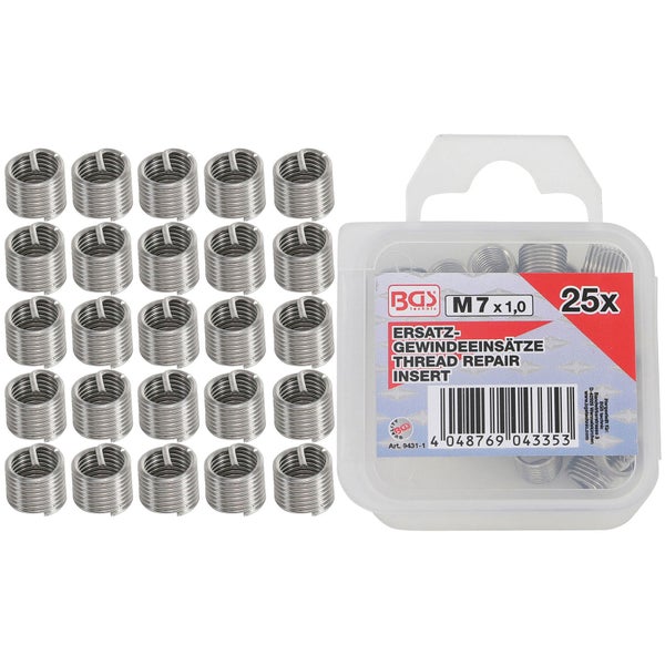 BGS Ersatz-Gewindeeinsätze M7 x 1,0 mm 25tlg. - 9431-1
