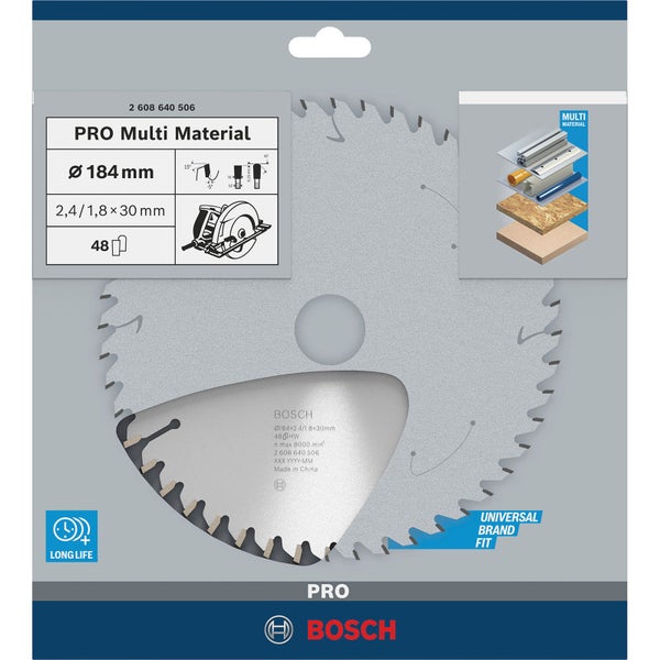Bosch Kreissägeblatt Pro Multi Material mit 184 Millimeter Durchmesser