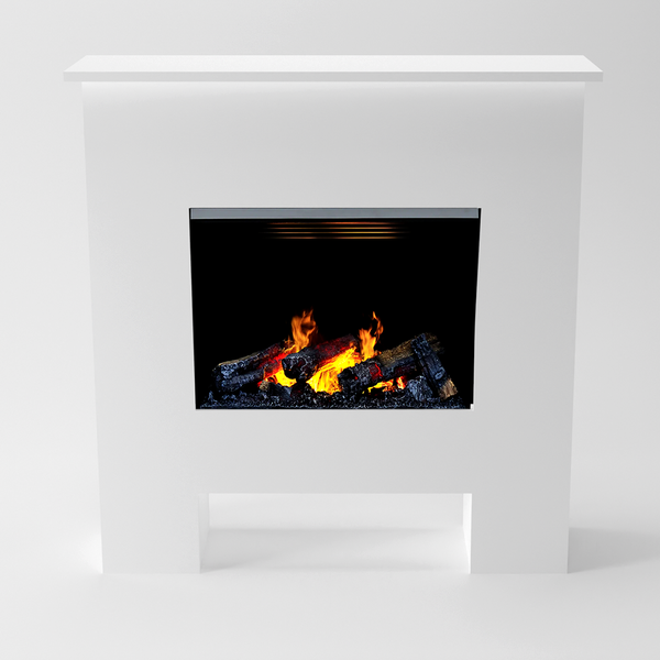 GLOW FIRE Elektrokamin 'Poseidon Opti Myst' | Wasserdampf Kamin mit Heizung inkl. Holz in weiß als Standkamin| HxBxT: 102x97x23 cm