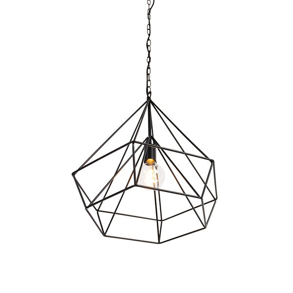 Geometrische Pendelleuchte mit Glühbirne und Kettenaufhängung