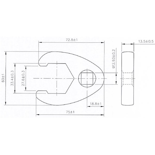 BGS Hahnenfußschlüssel Antrieb Innenvierkant 12,5 mm (1/2) SW 33 mm - 1759-33