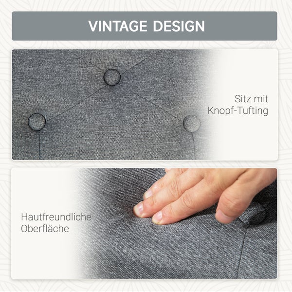 HOMCOM Sitzbank Polsterbank mit Stauraum Truhenbank Flur Schlafzimmer Wohnzimmer leinenartiges Polyester Gummiholz Hellgrau 100 x 40 x 44 cm