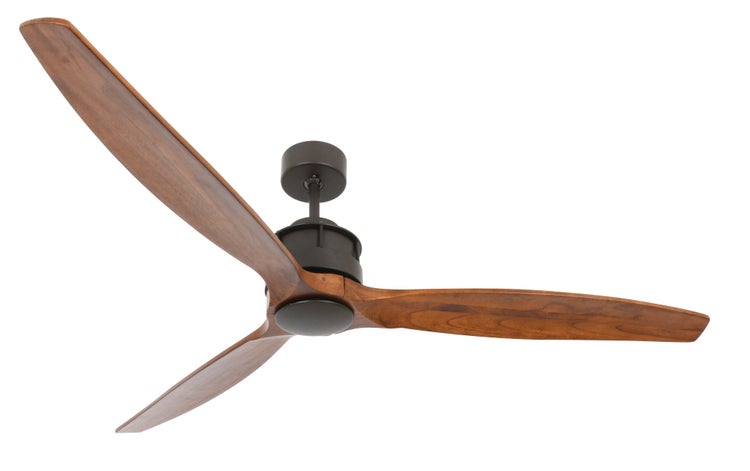 Deckenventilator mit drei Holzflügeln und dunkler Motorhalterung zur Montage an der Zimmerdecke