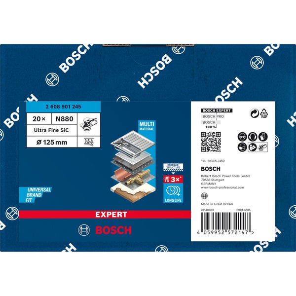 Bosch 20x Expert N880 Vliesscheibe für Exzenterschleifer 125 mm ultrafein S - 2608901245